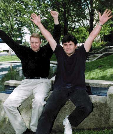 Marc & Tom with hands up